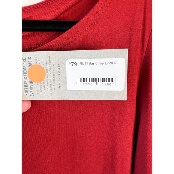 Designer RUTI Basic Top Brick Red US Size XL / Size16  Long Sleeve Boat Neck NWT - Picture 4 of 9